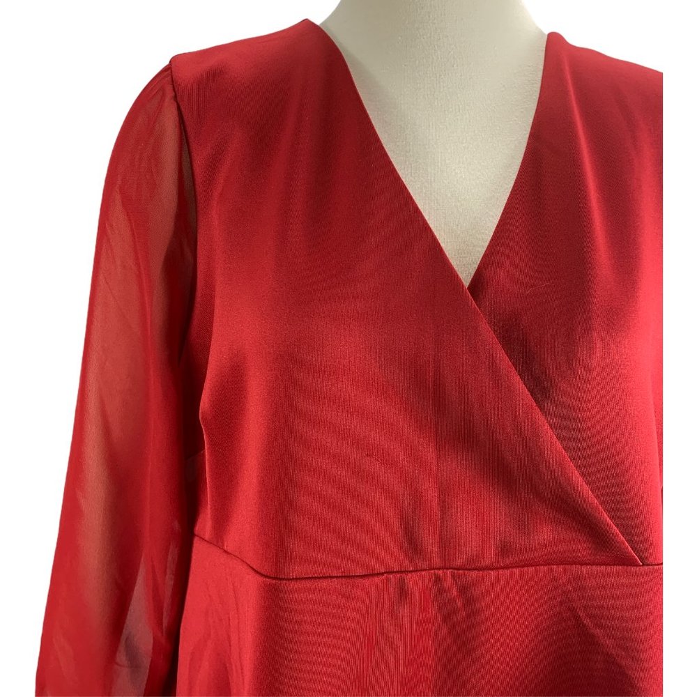 Motherhood Maternity XL Red Dress Career Formal Sheer Sleeve Knee Length - Picture 5 of 7